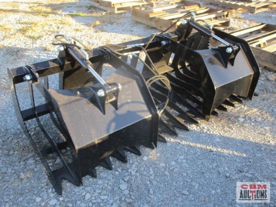Big Dog skid steer 75" rock & brush grapple bucket, 4" spacing, with hoses