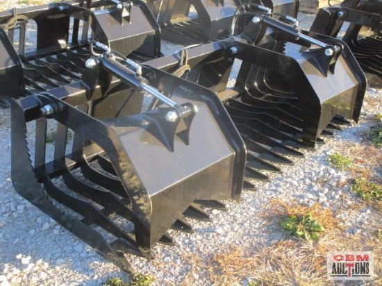 Big Dog skid steer 80" rock & brush grapple bucket, 4" spacing, with hoses