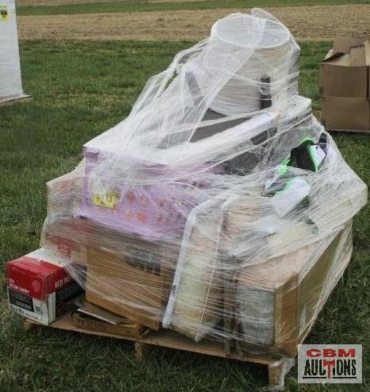 Mystery pallet freight returns, Everbit canopy 10'x10', tv stand, Easton baseball bag with wheels,
