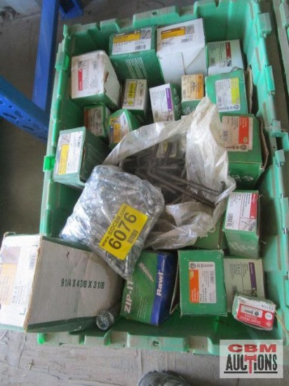 Tote of assorted new bolts and fasteners *E