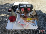 Flat of automotive, funnels, tire gauge, trailer light, jb weld, fuses, fasteners...*C