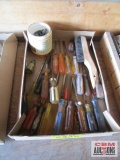 Flat of screwdrivers, wire brush and misc *C