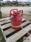 Heavy duty metal gas can with safety cage on top