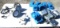 2- Work Lamps, Blue Plastic And Metal Electrical Boxes