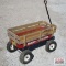 Red Radio Flyer Wagon with Wooden Side Boards