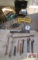 Assorted Hand Tools, Adjustable Wrench, Channel Lock Pliers, Wrenches, Pry Bars, Tape Measure,