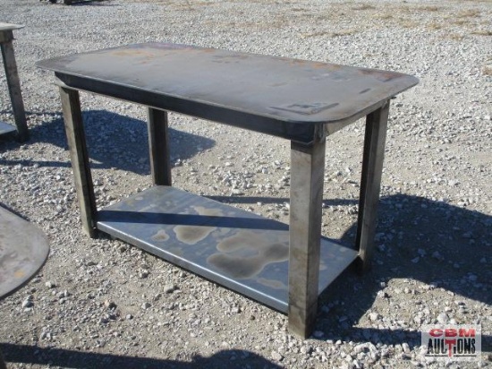 30" x 57" x 5/16" Steel Welding Table Bench With Lower Shelf Weighs #250