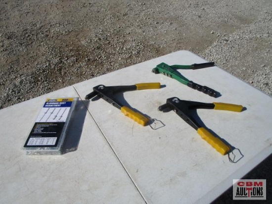 3 Rivet Guns With Box Mixed Rivets