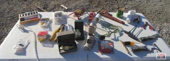 Lineman Pliers, Wire Nuts, Exacto Knife Set, Watches, Flag Holder, Voltage Tester, Pipe Wrench,