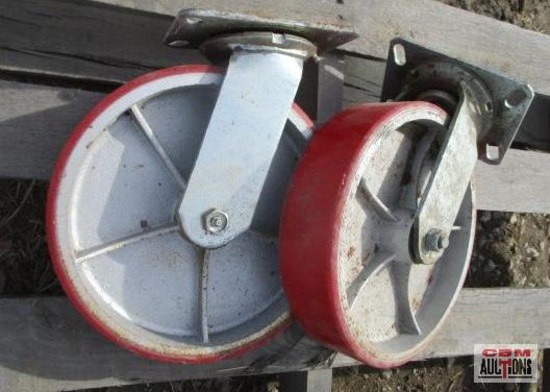 -Heavy Duty Red Swivel Castors 2"x9" #1,000 Capacity