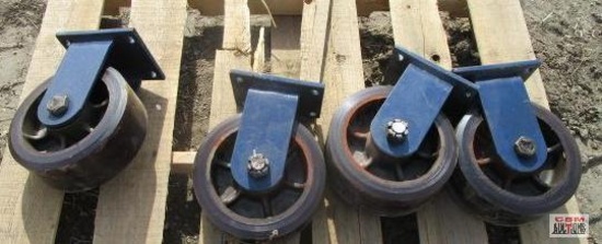 4-Heavy Duty Fixed Black...Castors 3 1/2"x9"