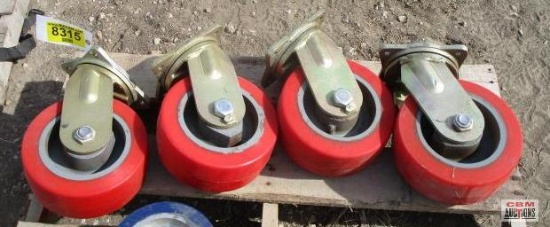4-Heavy Duty Swivel Red Castors 4"x9"