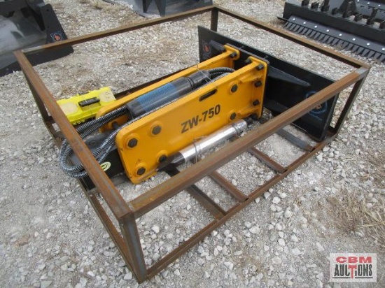 Wolverine Skid Steer Hydraulic Breaker ZW-750, 750 Ft-Lb Class, Equipped W/Heavy-Duty Skid Steer