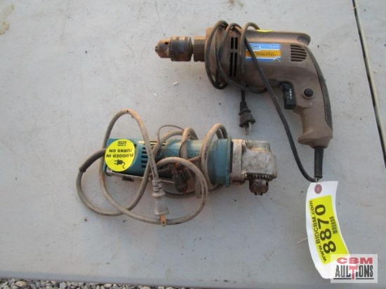 Cummins 1/2" Heavy Duty Hammer Drill & Makita DA3000 3/8" Angle Drill (Works)