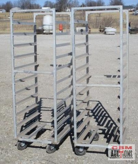 Pair of Bakers Racks with Wheels 20.5" x 26" x 5'4"