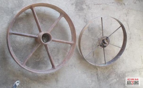 2-Antique Steel Wheels 16 & 18"