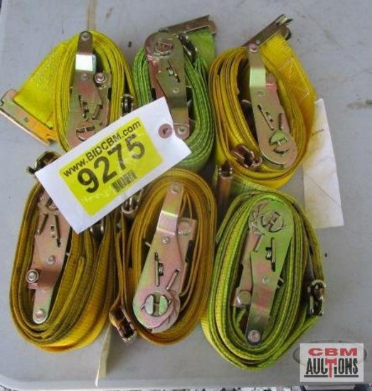 6-Yellow USCC 2" E Track Ratchet Straps