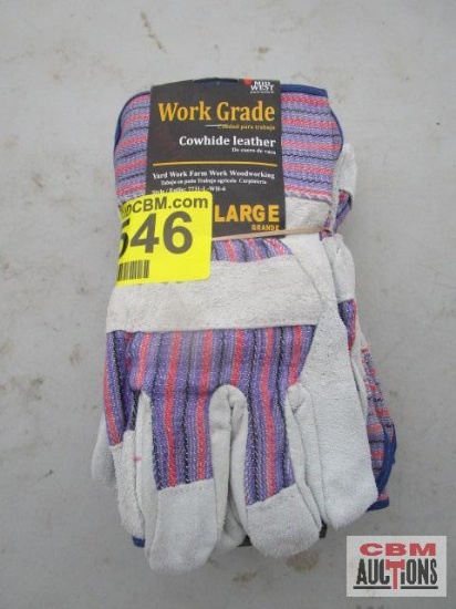 Bundle of Cowhide Leather Work Gloves Size Large