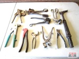 Assorted Hand Tools, Nail Puller, Rivet Gun, Wire Cutters, Cattle Ear Tag Tool