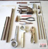 Mixed Hand Tools, Vise Grips, Needle Nose Pliers, Extra Long Drill Bits, Drill Press Vise, Romex