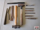 Ball Peen Hammer, Small Sledge Hammer, Pry Bars, & Mixed Punches
