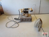 Vintage Antique Telephone & Steel Iron
