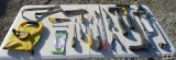 Stanley 200' Tape Measure, Hammers, Saw, Screwdrivers, Pry Bars, Vise Grips, Wood Chisel, Pliers
