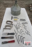 Putty Knifes, Allen Wrenches, Torques Drive Sockets, C- Clamps & Metal Oil Funnel