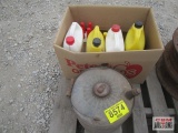 Assorted Antifreeze Brands, Vintage Metal Gas Can