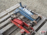 Pair Of Rolling Hydraulic...Floor Jacks, Only 1 Handle, Red & Blue