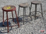 3 Metal Shop Stools