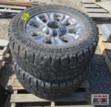 Pair of Front Tires and Wheels off Ford F-350 2018, 33 x 12.5 R18
