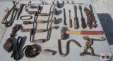 Hand Brace & Bits, Ball Peen Hammer, Solider...Irons, Horse Comb & Bit