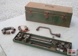 Green Metal Tool Box & Assorted Sockets