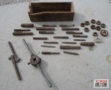 Wooden Box Of Tap & Die Hand Tools