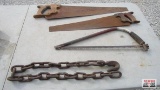 3-Hand Saws & Log Chain With Hook