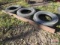 Tire style pasture drag and manure buster with 3 tires, 10' wide