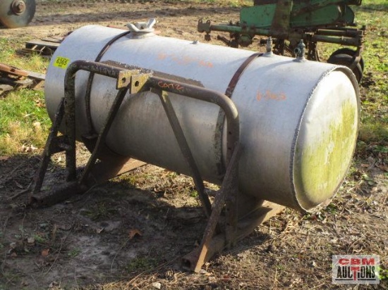 Aluminum spray tank 24" dia x 54" mounted on a 3 point carry bracket CAT II