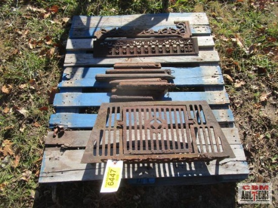 Assorted window weights, and metal grille covers