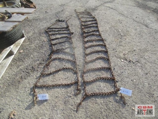 2- Tire chains...Pair of rear tractor chains 16"x10' & 24"x 8'