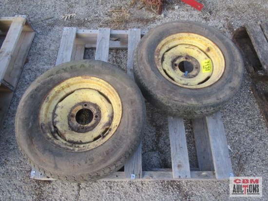 Pair of P195/75R14 tires on 4 bolt implement rims
