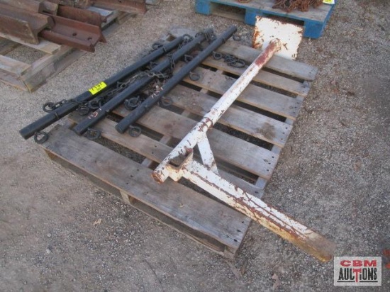3- Pasture chain harrow drawbar sections and truck mounted swivel lift boom