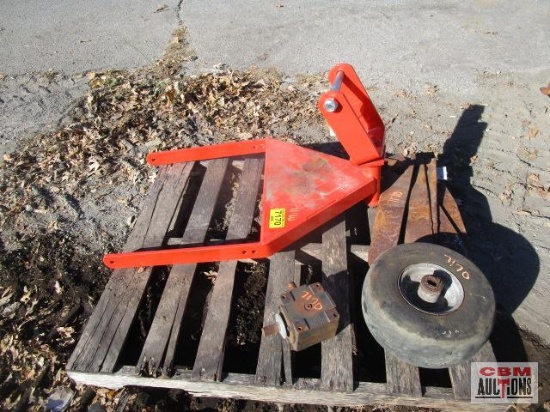 3pt brush hog tail wheel assemble, gear box turns free, assorted mower blades some for Rhino brush