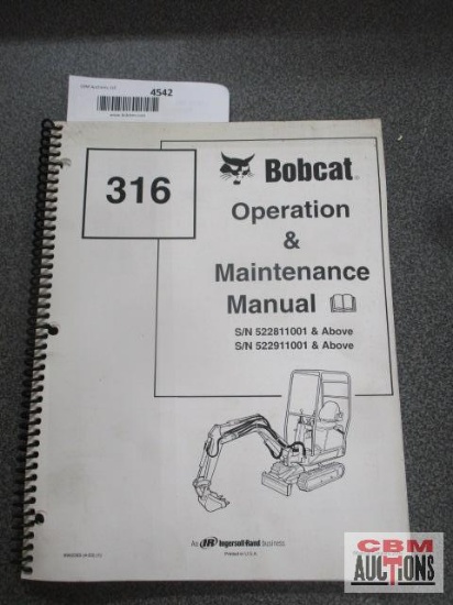 Bobcat 316 Mini Excavator Operation & Maintenance Manual