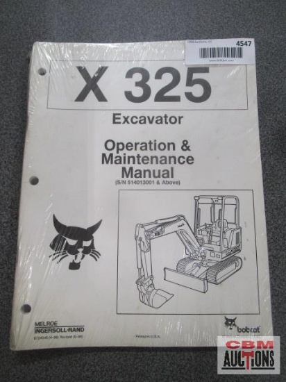 Bobcat X325 Mini Excavator Operation & Maintenance Manual