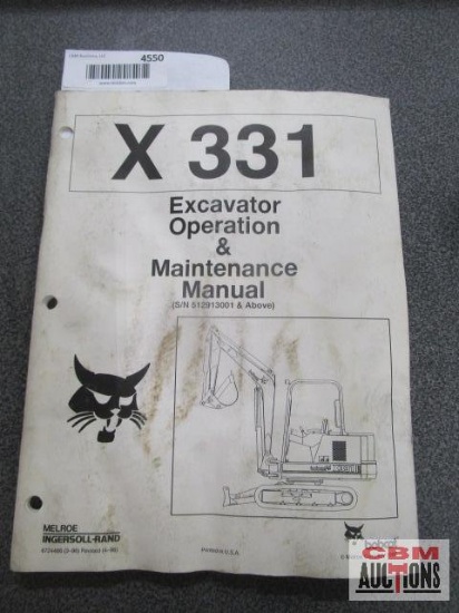 Bobcat X331 Mini Excavator Operation & Maintenance Manual