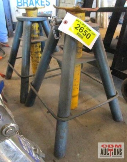 Pair Of 4 Legged Heavy Duty Jack Stands Blue/Yellow
