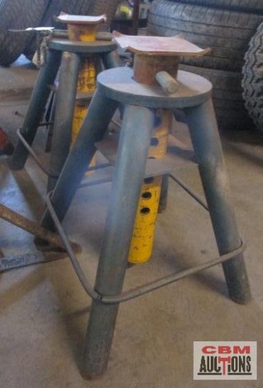Pair Of 4 Legged Heavy Duty Jack Stands Blue/Yellow
