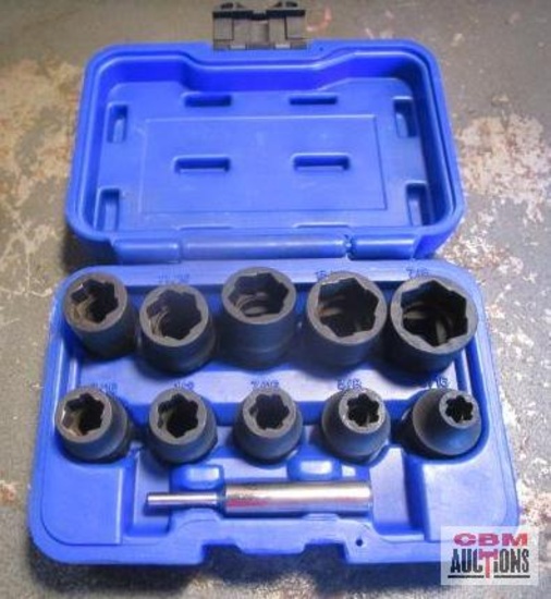 Astro 7411 11pc SAE 1/2" Flank Bite Damaged Fasteners Impact Sockets