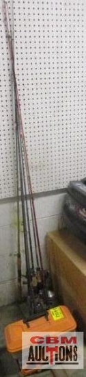 Lot Of Fishing Pole & Tackle Box
